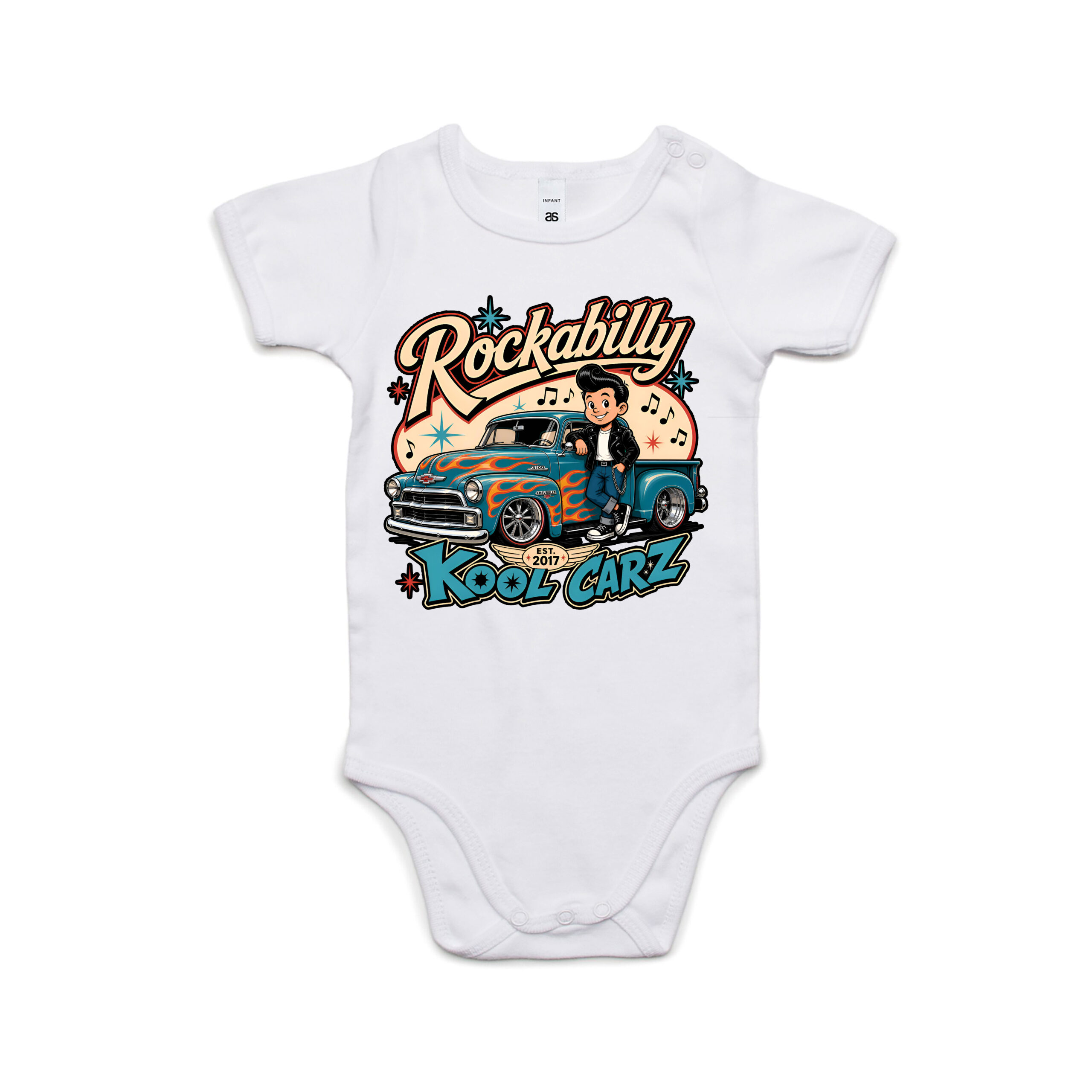 Rockabilly Chev Truck Kool Carz Baby Onesie - Image 2