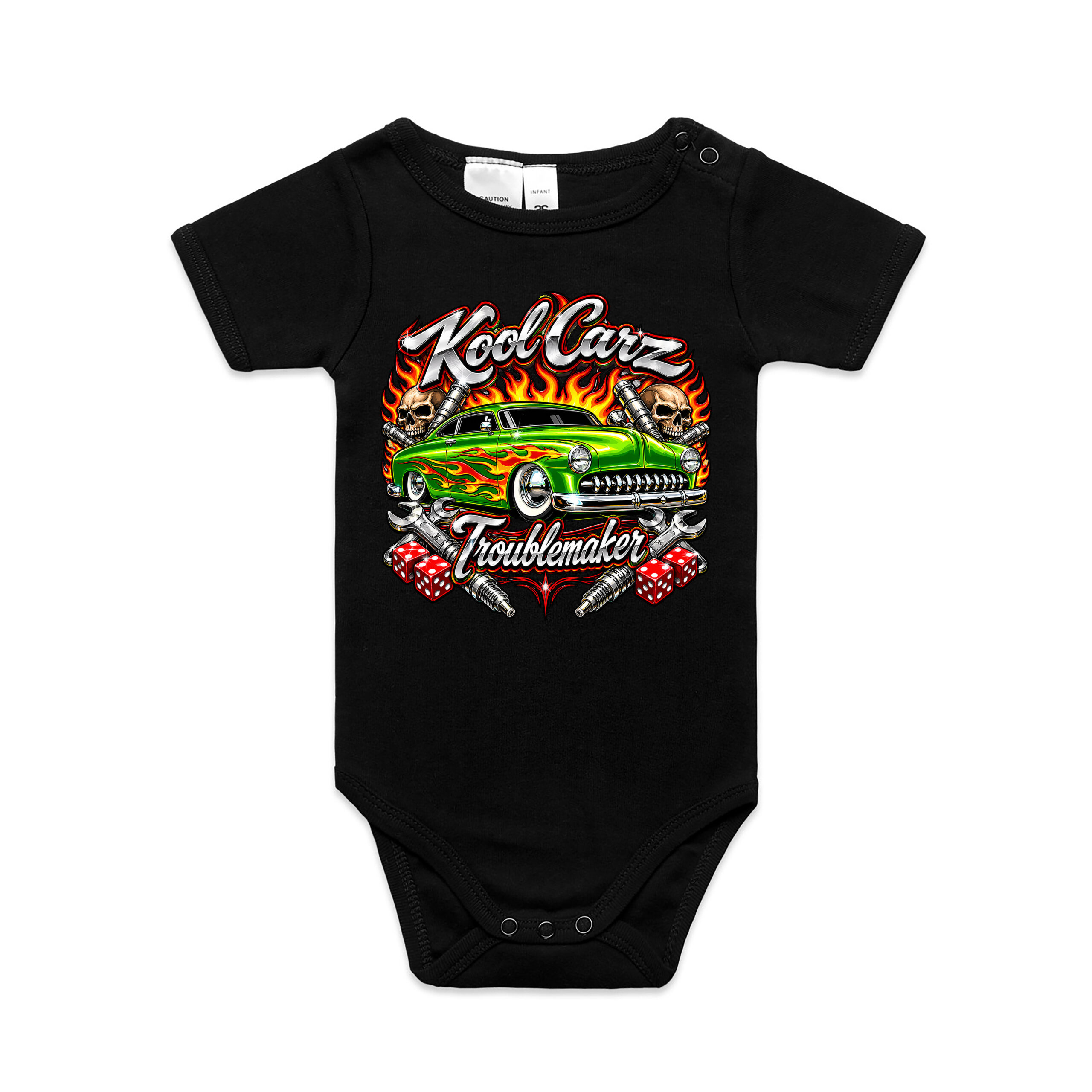 Hot Rod Slead Troublemaker Kool Carz Baby Onesie